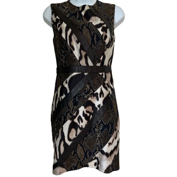COPY - Diane von Furstenberg Nikita Black Combo leather shift dress sz 0 - Picture 1 of 9